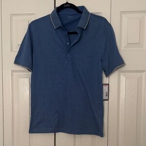 Structure Navy Polo with Subtle Stripes